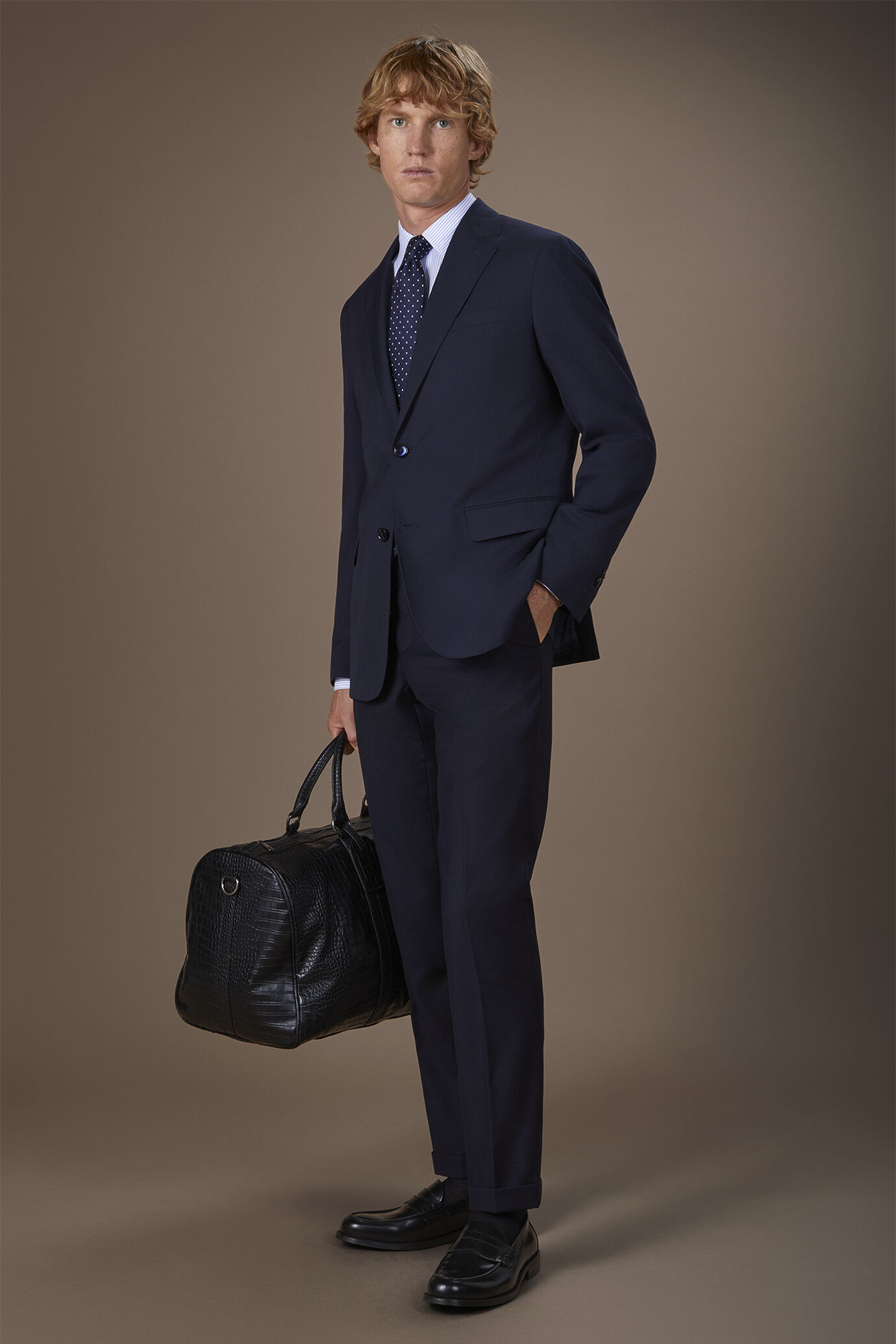 Men's single breasted suit mix size dk blue